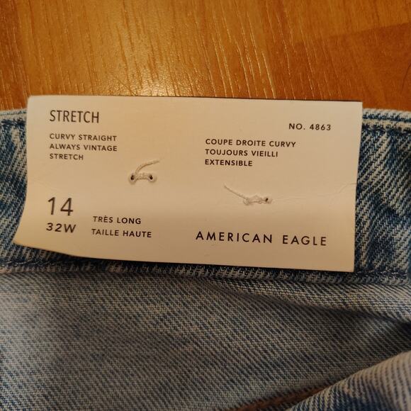 American Eagle Curvy Jeans – Size 14 xLong,NWT Distressed Knees & Back Pockets - Picture 8 of 13